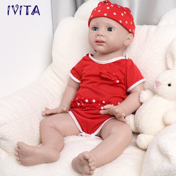 IVITA 20inch Full Silicone Reborn Baby Girl Handmade Silicone Doll Infant - Picture 3 of 12